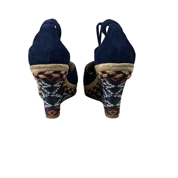 Cabi Isla Navy Espadrille Wedges Size 8.5 Comfort  Southwestern Resort - Picture 6 of 10